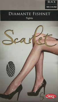 Silky Diamante Fishnet Tights one size in Natural or Black