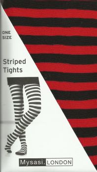 Mysasi Black and Red Striped Tights One Size