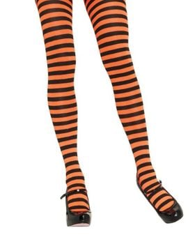 Mysasi Black and Orange Striped Tights One Size