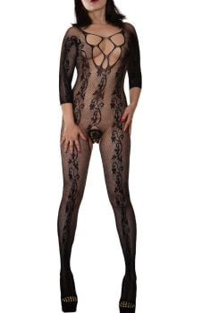 Fishnet Bodystocking Rose Flowers Lace