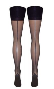 Silver Legs Vintage Stiletto Seamed Stockings in Black 2 sizes