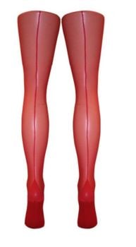 Silver Legs Red Seamed Stiletto Heel Vintage Stockings One Size