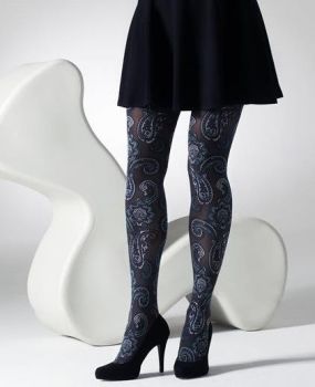  Gipsy Paisley / Jacquard Tights in Grey / Teal One Size