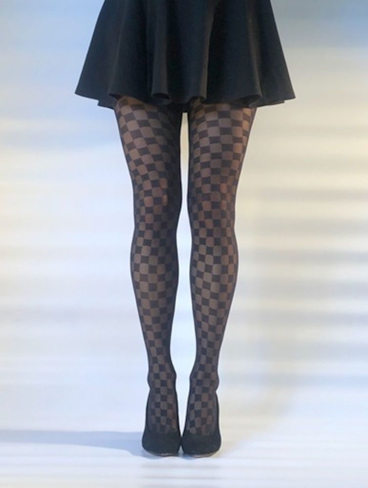 Gipsy Checkboard Tights in Black One Size