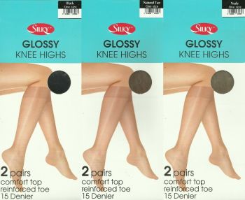 Silky Glossy Knee Highs 2 Pack