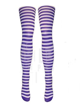 Mysasi White and Purple Striped Tights