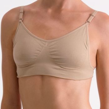 Silky Seamless Clear Back Bra Top in Nude Shade