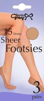 Joanna Gray 15 Denier Sheer Footsies in Natural 3 pack