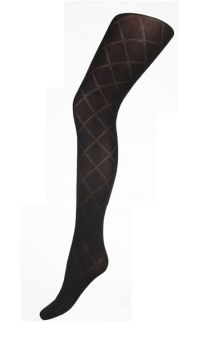 Silver Legs Black Tights with Criss Cross Pattern