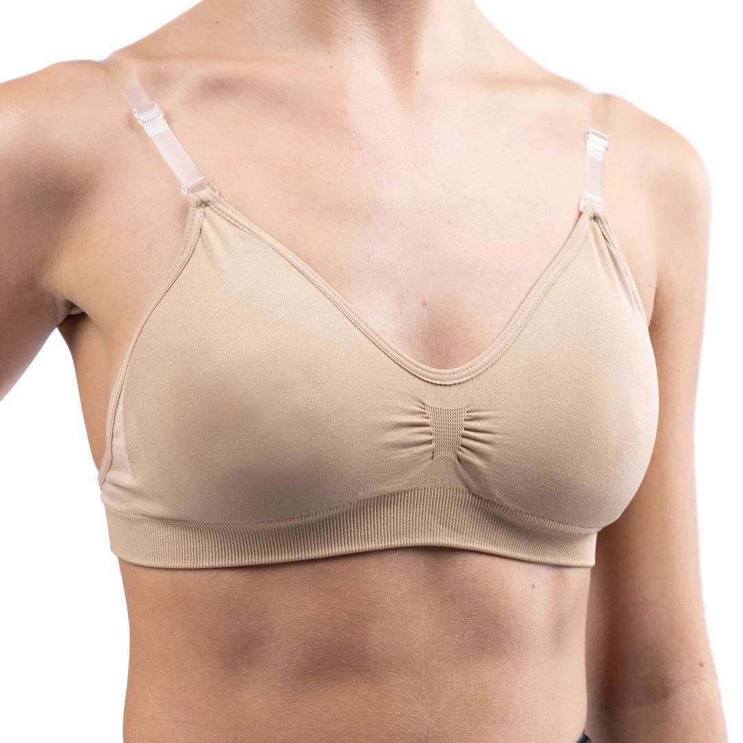 Silky Seamless Clear Back Bra in Nude with Removable Padding - Various Size