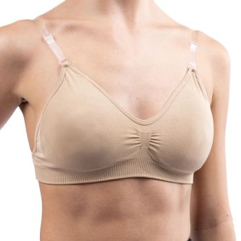 Silky Seamless Clear Back Bra in Nude with Removable Padding - Various Sizes