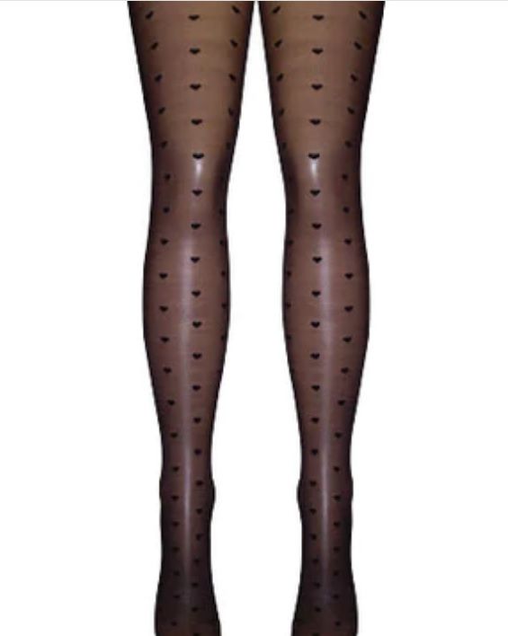 Silver Legs Mini Hearts Tights in Black