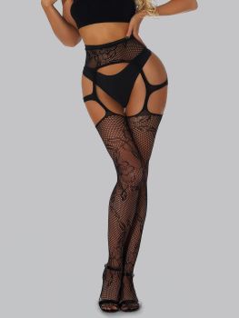 Cut Out Fishnet Tights in Black One Size