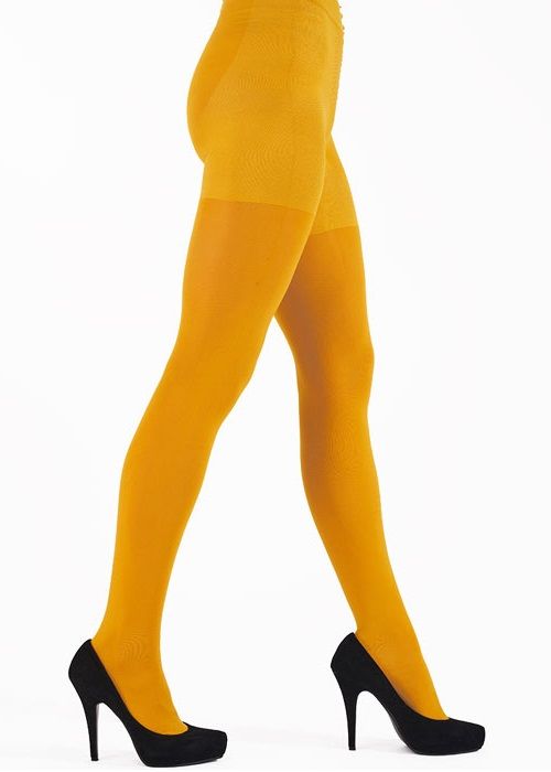 Pretty Polly 60 Denier Opaque Tights Girl in Yellow Moon