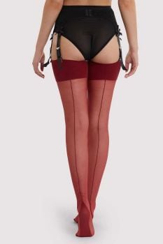 Playful Promises Merlot Seamed Stockings