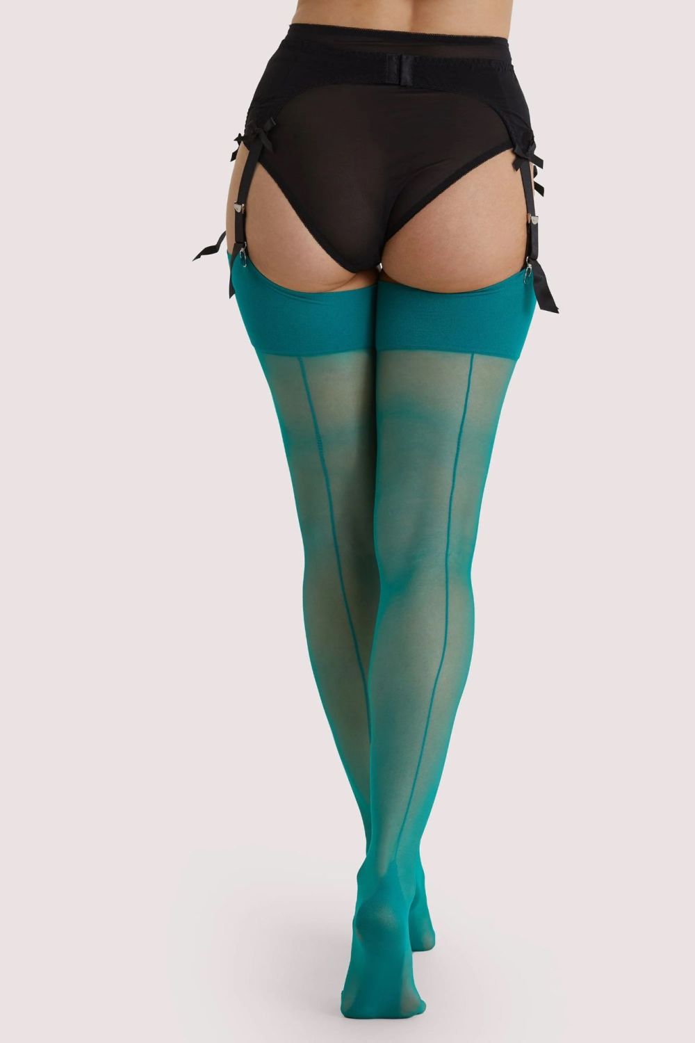 Playful Promises Quetzal Green Seamed Stockings