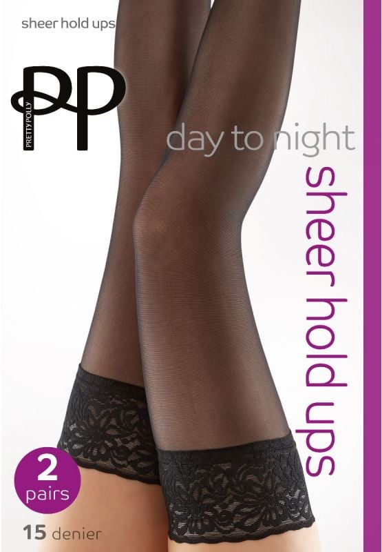 Pretty Polly 15 Denier Black Sheer Hold Ups 2 Pack