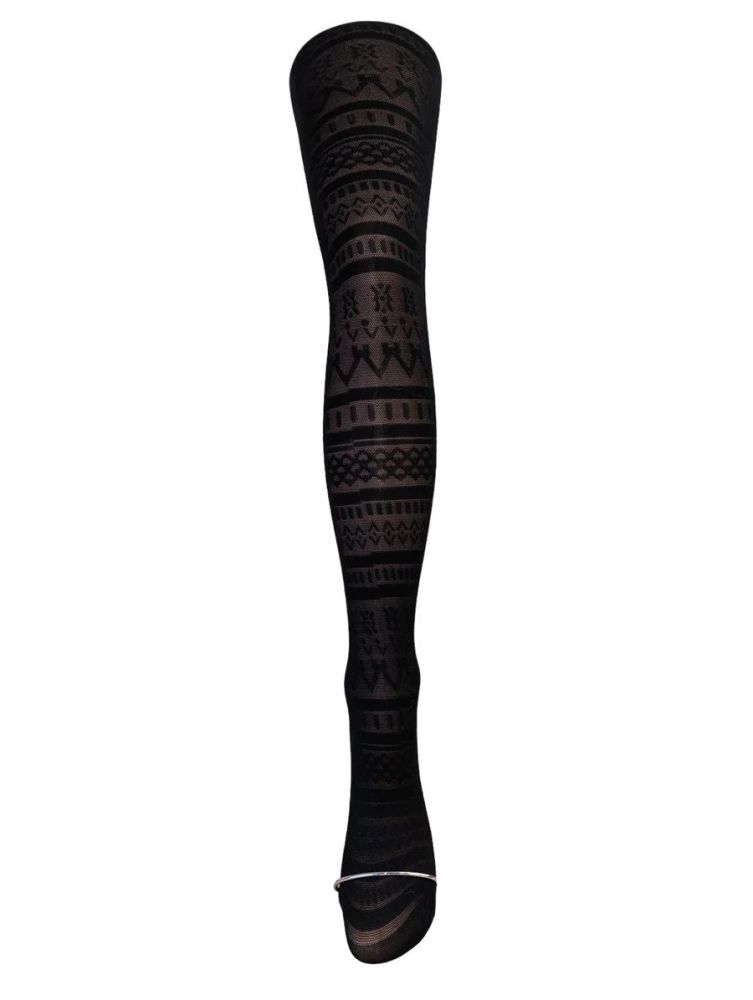 Silver Legs Hieroglyphics Black Tights