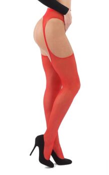 Classified Suspender Tights in Red