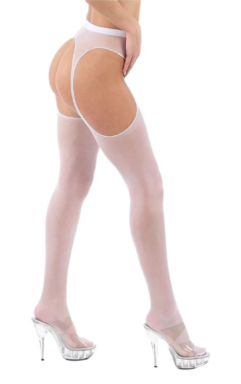 Classified Suspender Tights in White