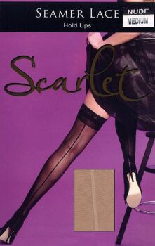 Scarlet Seamed Lace Top Hold Ups