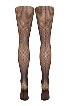 Silver Legs Seamed Fishnet Tights in Black