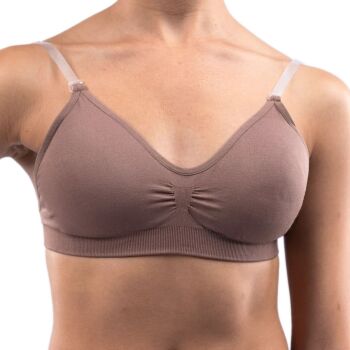 Silky Seamless Clear Back Bra in Dark Nude with Removable Padding - Various Sizes