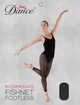 Silky Footless Fishnet Tights in Black or Natural