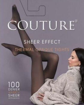 Couture 2 Pairs Sheer Effect Thermal Opaque Tights in Black
