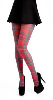 Silver Legs Tartan Tights in Red and 2 Sizes