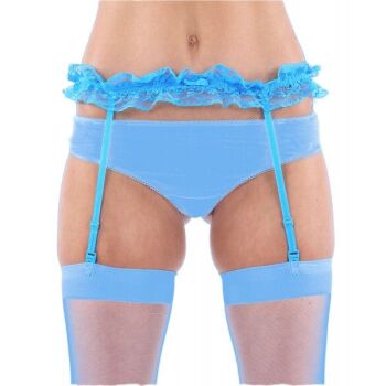 Classified Nylon Lace Garter Belt Light Blue