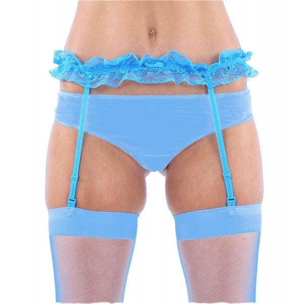 Classified Nylon Lace Garter Belt Light Blue