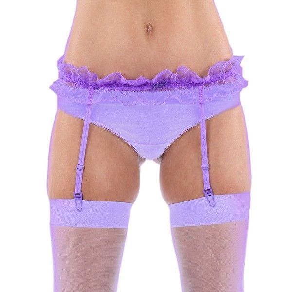 Classified Nylon Lace Garter Belt Light Purple