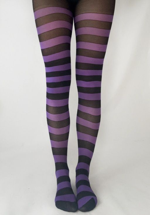 Pamela Mann Stripey Tights in Black/Purple