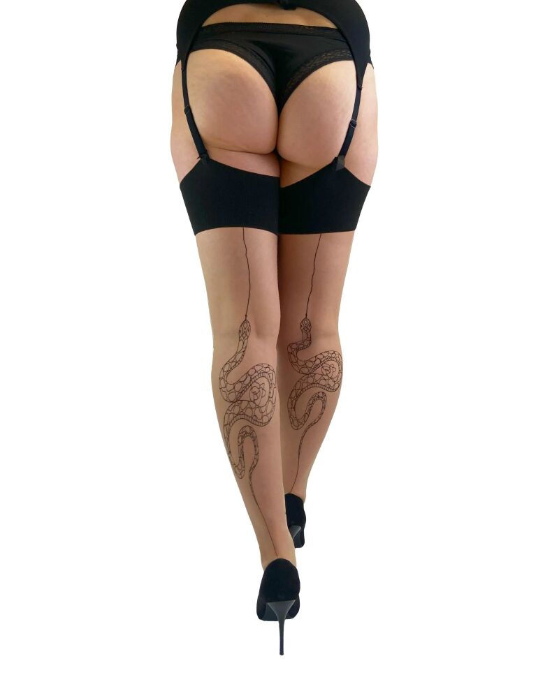 Pamela Mann Premium Back Seam Snake Stockings in Nude