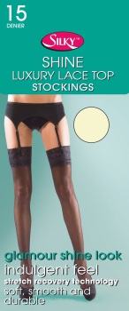 Silky Shine Lace Top Stockings