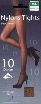Pretty Legs High Sheen 10 Denier Bronze Tan Tights