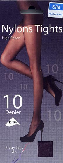 Pretty Legs High Sheen 10 Denier Tights in Nearly Black 