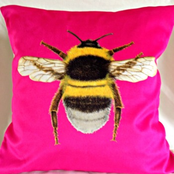 Velvet  Bee Cushion - Sherbet Pink