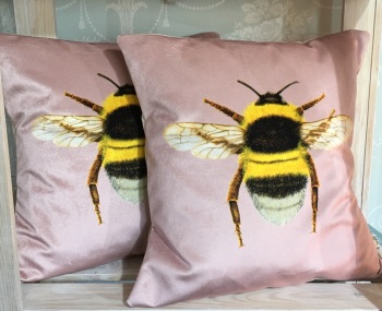 Velvet Bee Cushion - Rose Pink