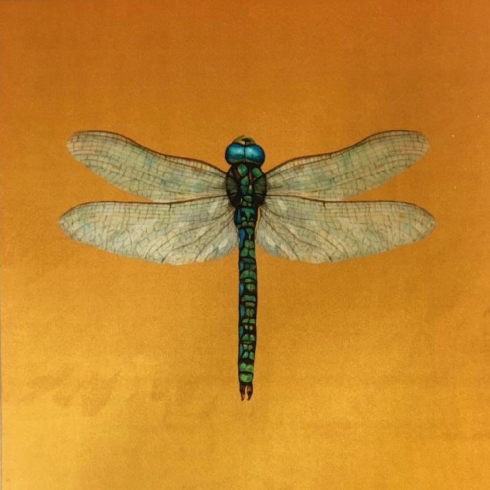 Velvet Chenille Dragonfly Cushion- Gold