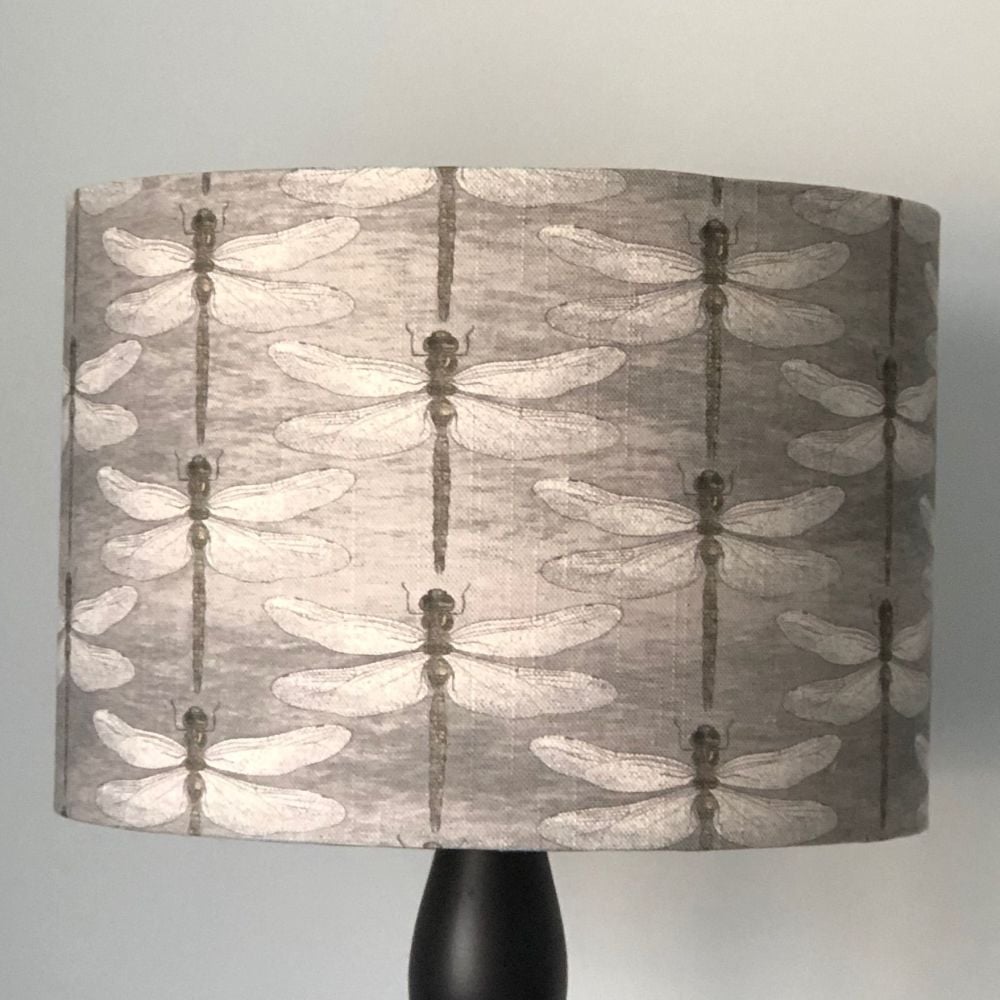 Lampshade - Charcoal Linen Dragonfly 