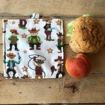 Washable Snack and Sandwich Bag - Cowboy