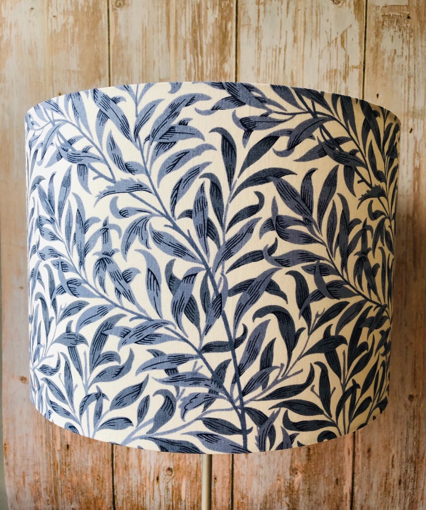 HANDMADE LAMPSHADE MADE WITH WILLIAM MORRIS WILLOW BOUGH BLUE LIGHT SHADE 