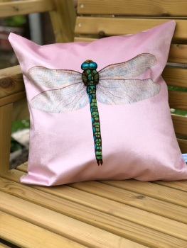 Velvet  Dragonfly Cushion - Rose Pink