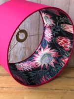 Lined Lampshade - Pink with Velvet Proteas Lining - 30cm
