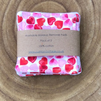 Cotton Washable Make Up Remover Pads - Hearts