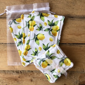Large Pack Cotton Washable Make Up Wipes - Lemons