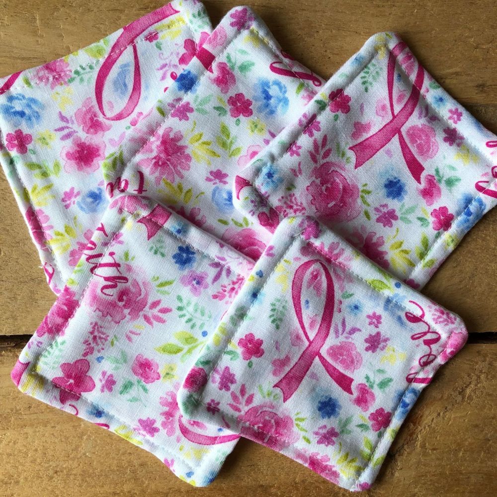 Cotton Washable Make Up Remover Pads - Pink Ribbon