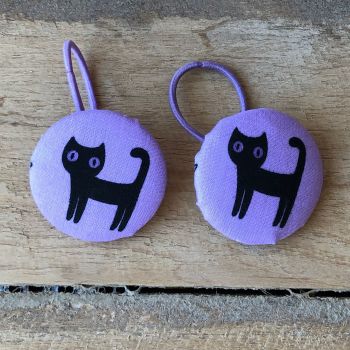 Button Hair Bobble - Lilac Cat